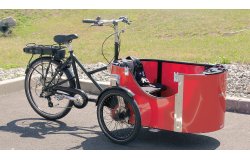 Triporteur NIHOLA CARGO 4.0 avec  protection pluie rouge