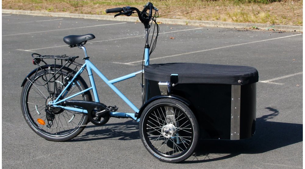 Triporteur électrique NIHOLA Cargo Single avec cadre bleu ciel