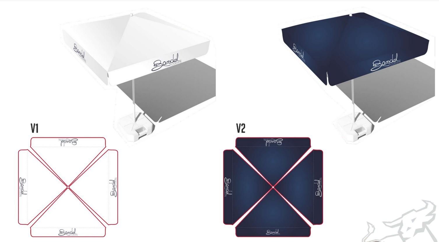 Parasol rond personnalisé 135 x 135 cm avec mât fixe