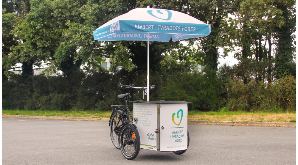 Parasol rond personnalisé 135 x 135 cm avec mât fixe