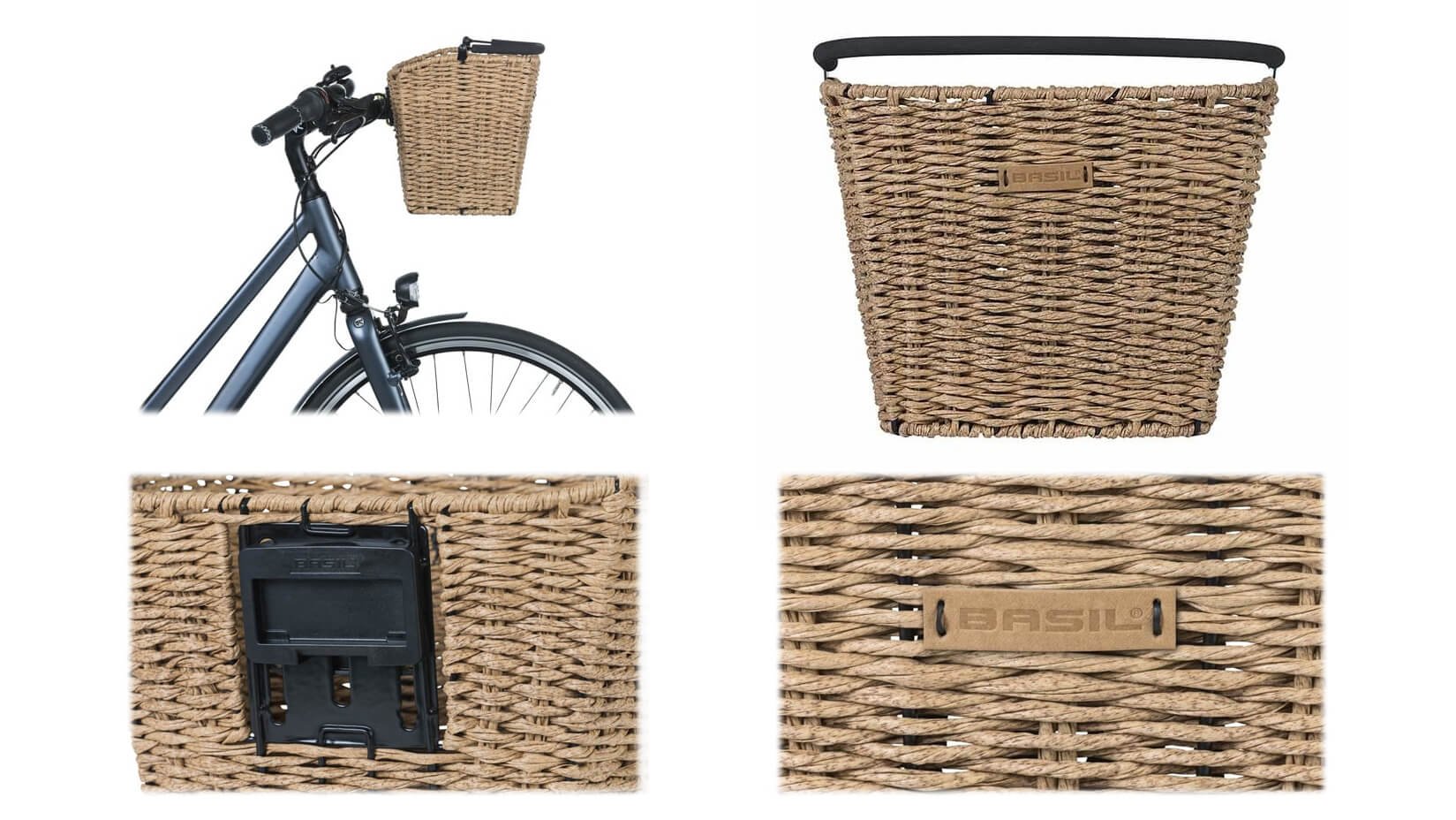 Panier de vélo avant amovible en rotin Basil Breme