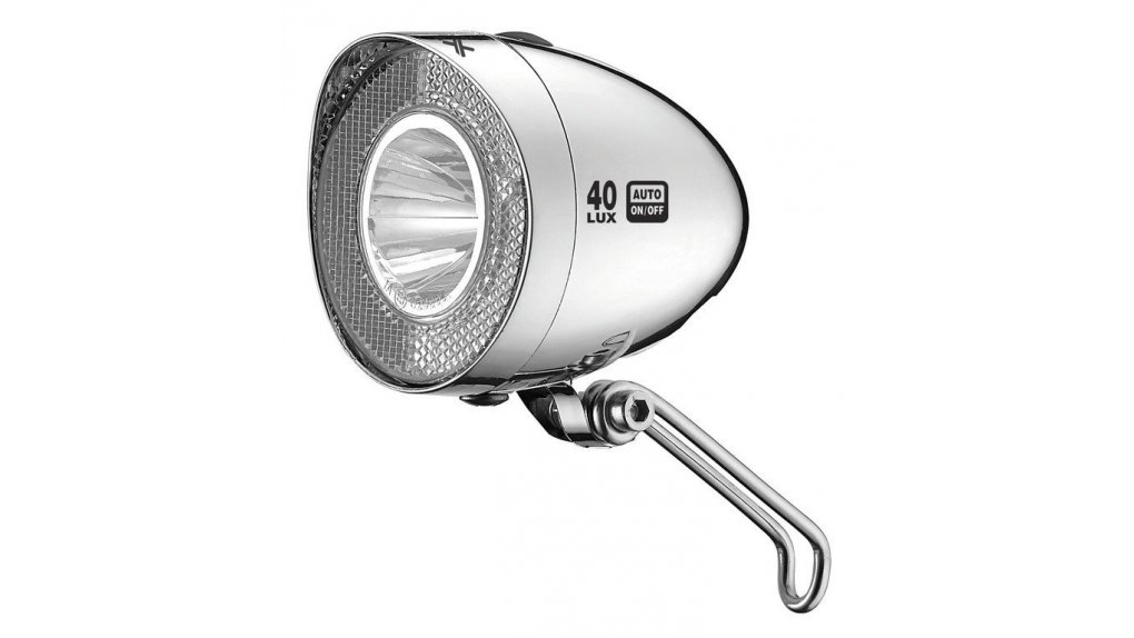 Phare de vélo chromé à led,sur piles,40 lux