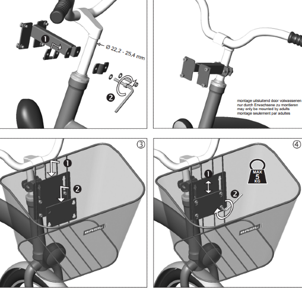 Panier de vélo avant fixe en métal (fixation potence)