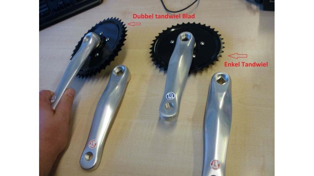 Jeu de plateaux 38 dents et manivelles pour tandem avec pédaliers indépendants