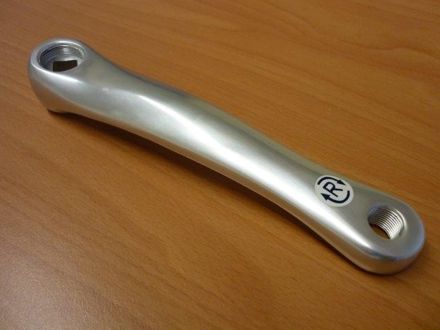Manivelle droite avant pour tandem avec pédaliers dépendants,argent