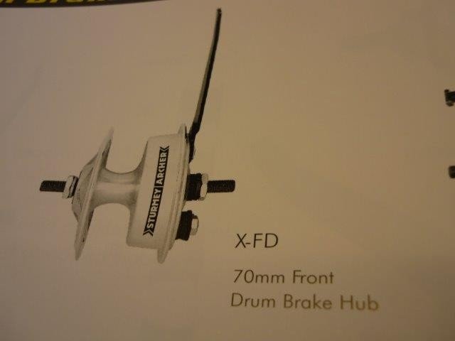 Moyeu frein tambour avant Sturmey Archer argent 70 mm