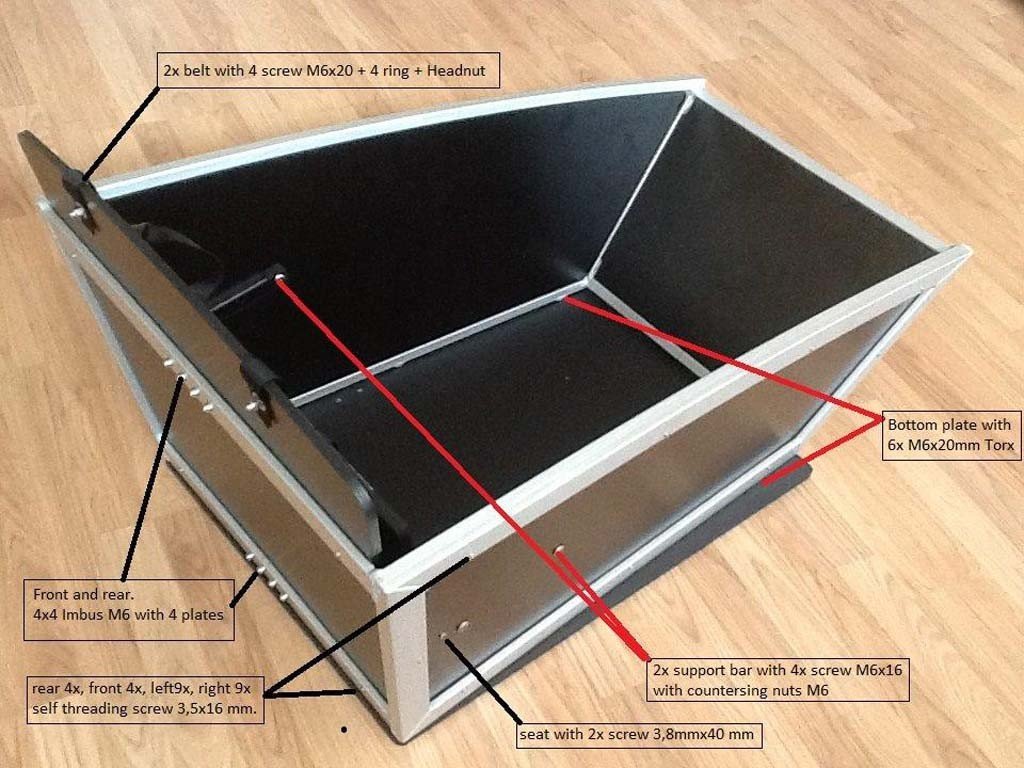 Coffre noir cadre alu pour biporteur Bakfiets.nl long