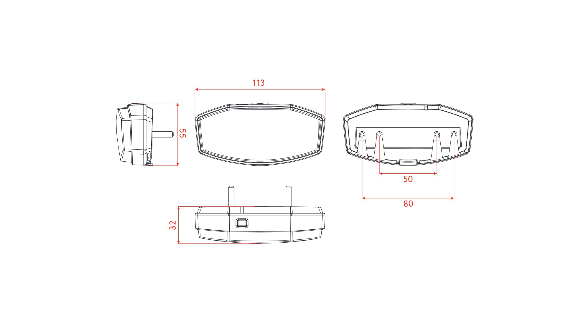 Feu arrière pour VAE Spanninga Lineo XE 6VDC 80m avec traceur Morio (pour V-logistique)