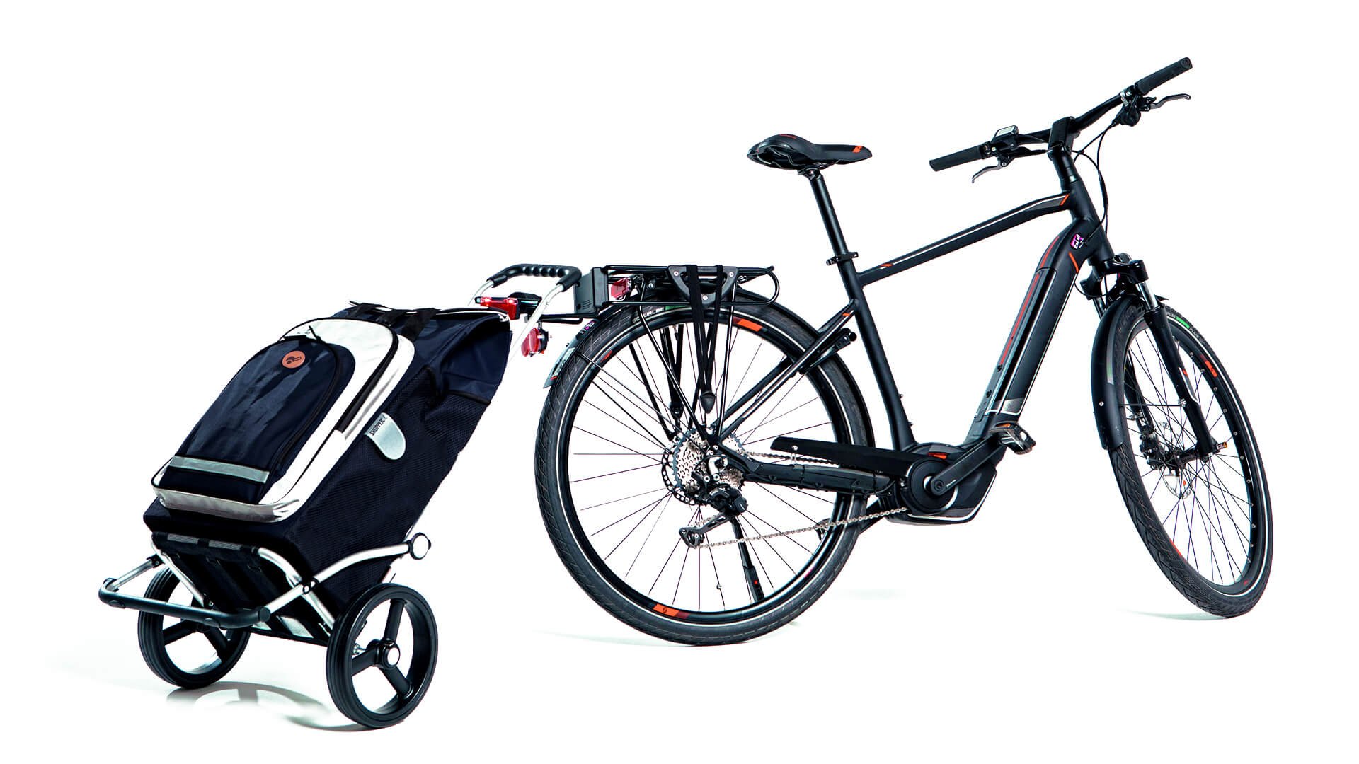 Chariot avec sac isotherme à fixer à un vélo,noir